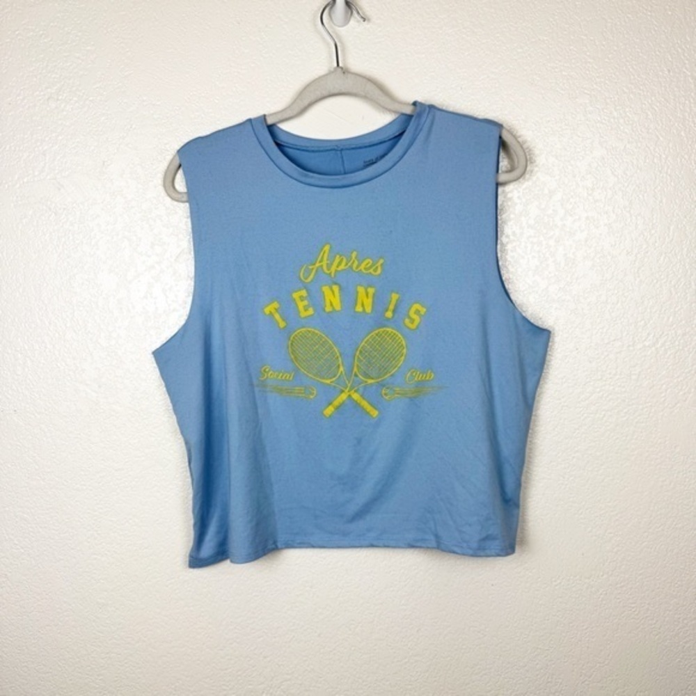 Good hYOUman Light Blue Graphic "Apres Tennis" Super Soft Tank Top Size Large